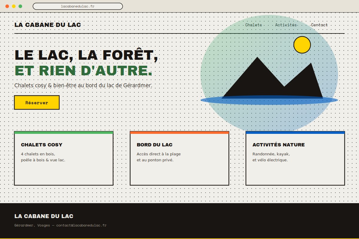 Maquette de site vitrine La Cabane du Lac — création de site par Anaïs Nichini