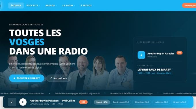 Nouvelle maquette site web Vosges FM après refonte