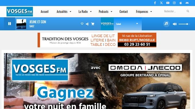 Ancien site web Vosges FM avant refonte